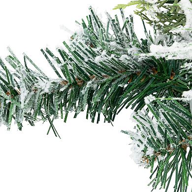 Northlight 30-in. Green Flocked Pine Triple Candle Holder and Iridescent Christmas Ornaments