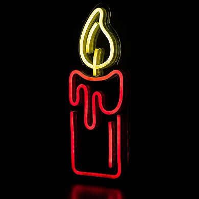 Northlight 12-in. Red LED Lighted Neon Style Red Candle Christmas Window Decor