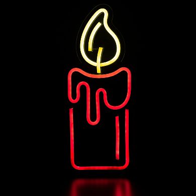Northlight 12-in. Red LED Lighted Neon Style Red Candle Christmas Window Decor