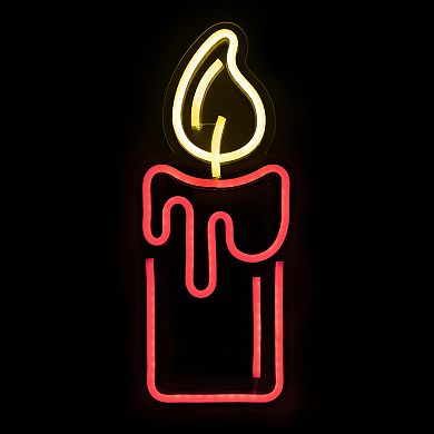 Northlight 12-in. Red LED Lighted Neon Style Red Candle Christmas Window Decor