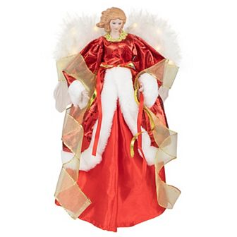 Northlight 14 in Red and White Angel with Lighted Wings Christmas Tree Topper