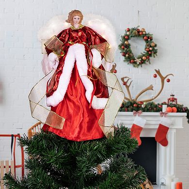 Northlight 14-in. Red and White Angel with Lighted Wings Christmas Tree Topper