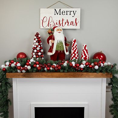 Northlight 6-ft. Red & White 3-Finish Shatterproof Ball Christmas Garland