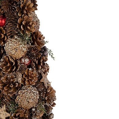 Northlight 17-in. Pinecone and Berry Christmas Cone Tree Tabletop Decoration