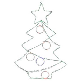 Northlight 28 in LED Christmas Tree with Ornaments Window Silhouette Decoration