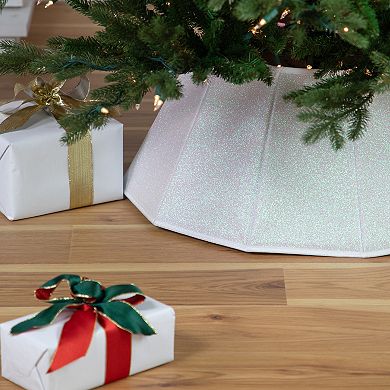 Northlight 26-in. Shiny White Fabric Hexagonal Christmas Tree Collar