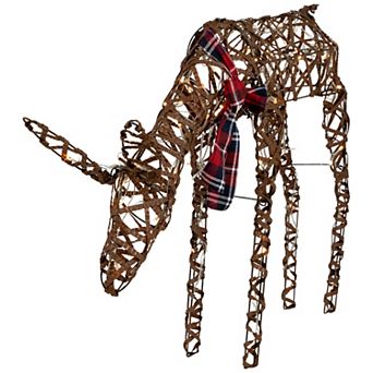Northlight 35 in LED Feeding Rattan Reindeer Outdoor Christmas Decoration