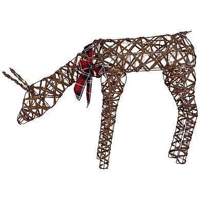 Northlight 35-in. LED Feeding Rattan Reindeer Outdoor Christmas Decoration