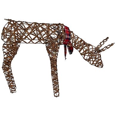 Northlight 35-in. LED Feeding Rattan Reindeer Outdoor Christmas Decoration