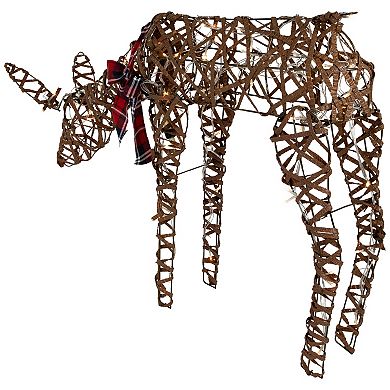 Northlight 35-in. LED Feeding Rattan Reindeer Outdoor Christmas Decoration