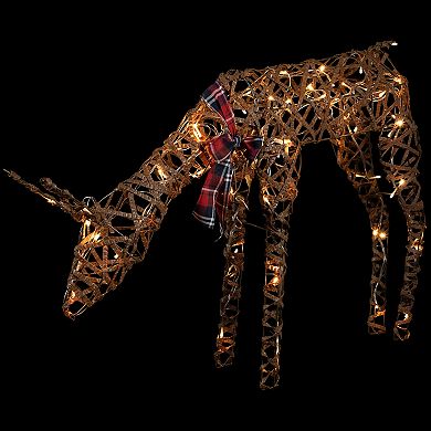 Northlight 35-in. LED Feeding Rattan Reindeer Outdoor Christmas Decoration