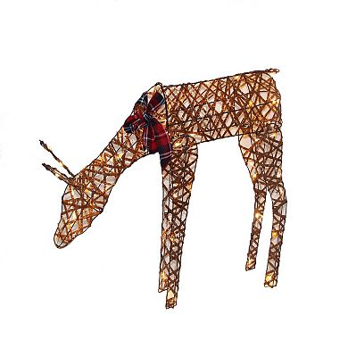 Northlight 35-in. LED Feeding Rattan Reindeer Outdoor Christmas Decoration
