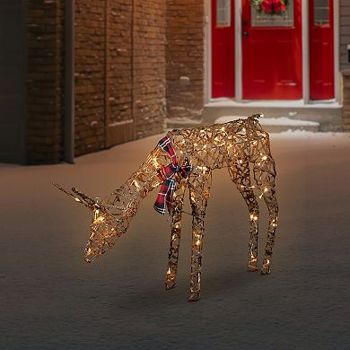 Northlight 35-in. LED Feeding Rattan Reindeer Outdoor Christmas Decoration