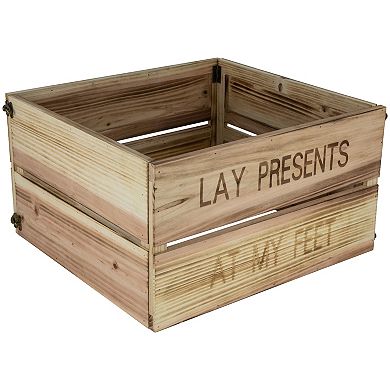 Northlight 18-in. Wood Crate "Lay Presents at My Feet" Christmas Tree Collar