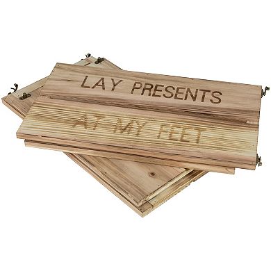Northlight 18-in. Wood Crate "Lay Presents at My Feet" Christmas Tree Collar