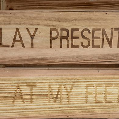 Northlight 18-in. Wood Crate "Lay Presents at My Feet" Christmas Tree Collar