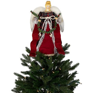 Northlight 16-in. Red & Plaid Angel Christmas Tree Topper