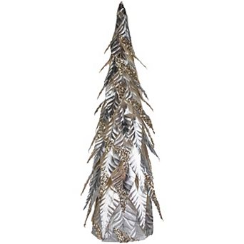 Northlight 26 in Platinum & Champagne Sequins Table-Top Layered Christmas Cone Tree