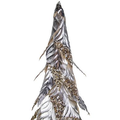 Northlight 26-in. Platinum & Champagne Sequins Table-Top Layered Christmas Cone Tree