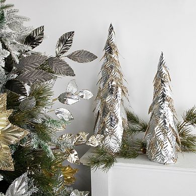 Northlight 26-in. Platinum & Champagne Sequins Table-Top Layered Christmas Cone Tree