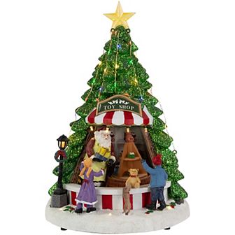 Northlight 13 in LED Animated & Musical Santa's Toy Shop Christmas Village Display
