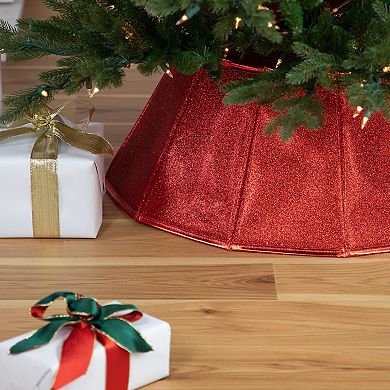 Northlight 26.75-in. Shiny Red Fabric Hexagonal Christmas Tree Collar