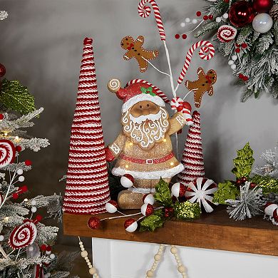 Northlight 15-in. LED Gingerbread Santa Claus with Candy Cane Christmas Figure