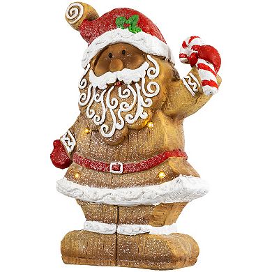 Northlight 15-in. LED Gingerbread Santa Claus with Candy Cane Christmas Figure