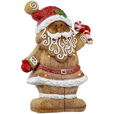 Northlight 15-in. LED Gingerbread Santa Claus with Candy Cane Christmas Figure