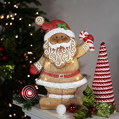 Northlight 15-in. LED Gingerbread Santa Claus with Candy Cane Christmas Figure