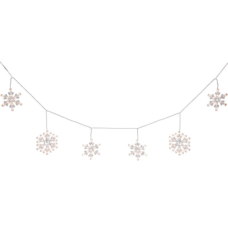 150ct White Snowflake Icicle Christmas Lights 8.5 ft White Wire