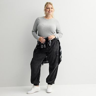 Juniors' Plus Size SO® High-Rise Tencel Cargo Jogger Pants