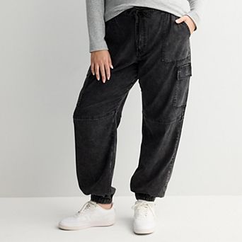 Juniors' Plus Size SO® High-Rise Tencel Cargo Jogger Pants