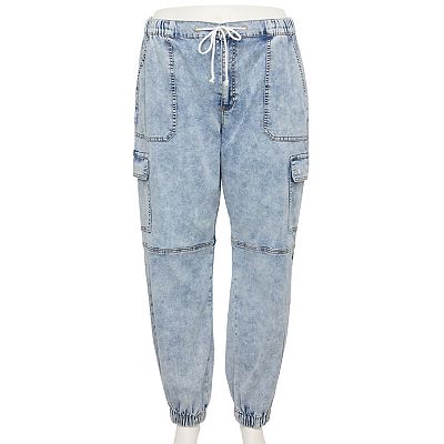 Juniors' Plus Size SO® High-Rise Tencel Cargo Jogger Pants