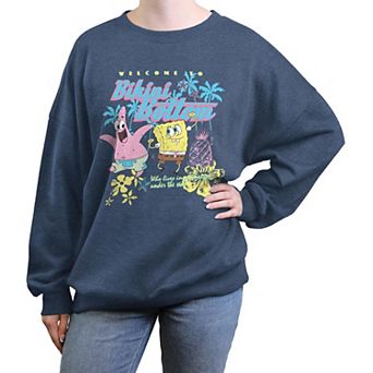 Juniors' Nickelodeon SpongeBob SquarePants Welcome To Bikini Bottom Oversized Graphic Pullover
