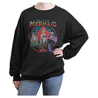 Disney's The Little Mermaid Group Stamp Juniors' Oversized Graphic Pullover