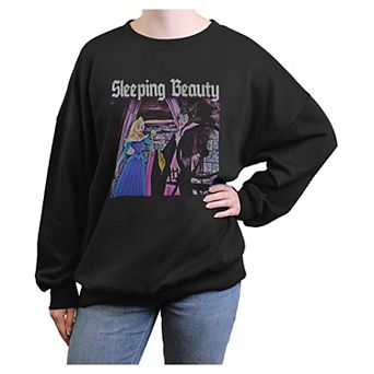 Disney's Sleeping Beauty Aurora And Maleficent Scene Juniors' Oversized Graphic Pullover