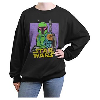 Juniors' Star Wars Neon Boba Fett Oversized Graphic Pullover