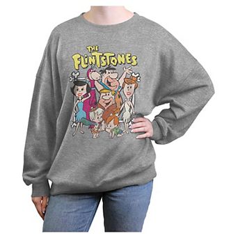 Juniors' The Flintstones Big Family Oversized Graphic Pullover