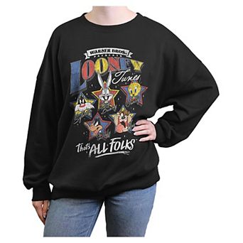 Juniors' Looney Tunes Hall Of Stars Oversized Graphic Pullover