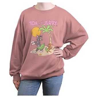 Juniors' Tom & Jerry Hawaiian Dance Oversized Graphic Pullover