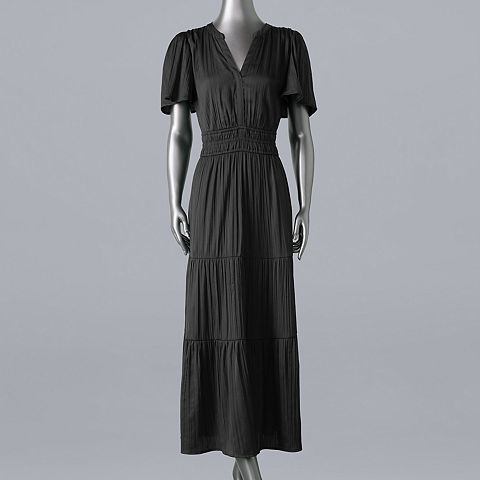 Женские платья Simply Vera Women's Simply Vera Vera Wang Short Sleeve Maxi Dress