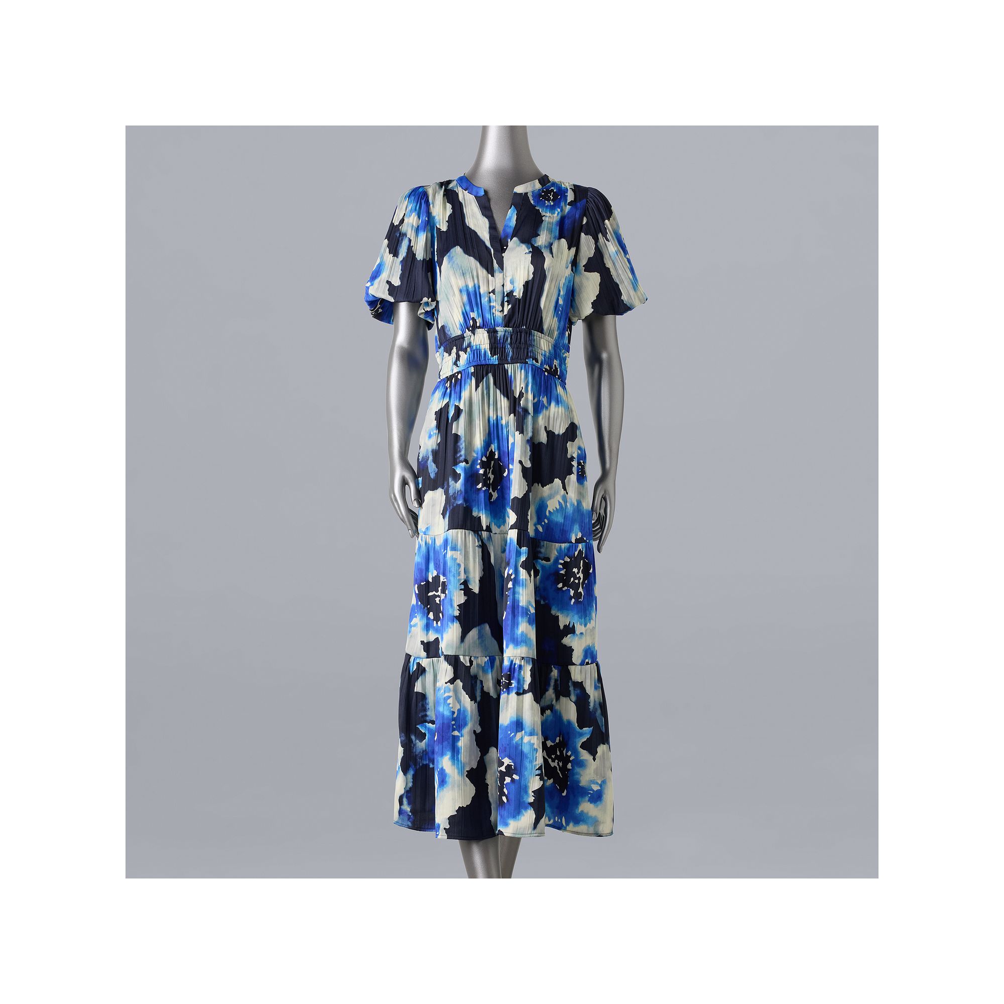 Womens Simply Vera Vera Wang Short Sleeve Maxi Dress, Size: XS, Navy Blue 