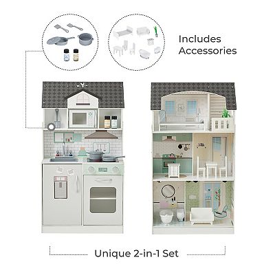 Teamson Kids Dollhouse Play Kitchen Combination Toy Set