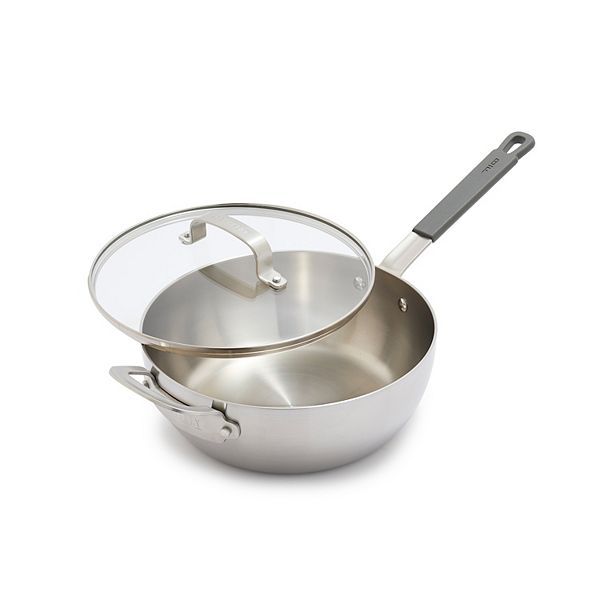 GreenPan Bobby Flay 3.57 Qt. 3-Ply Stainless Chef's Pan Saute Pan in Stainless Steel with Lid