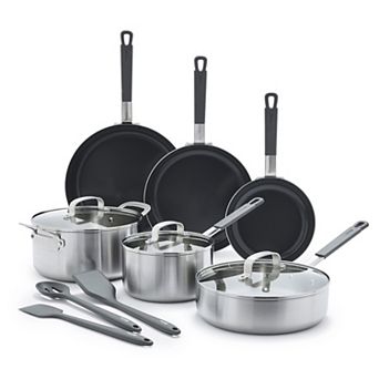 Bobby Flay by GreenPan Stainless Steel Uncoated & PFAS-Free Nonstick 12 pc Cookware Set