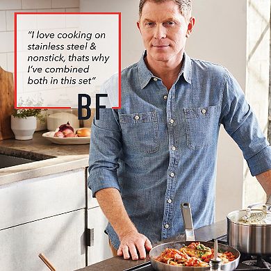 Bobby Flay by GreenPan Stainless Steel Uncoated & PFAS-Free Nonstick 12-Piece Cookware Set
