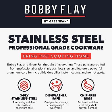 Bobby Flay by GreenPan PFAS-Free Nonstick Stainless Steel 8” and 10” Frypan Set