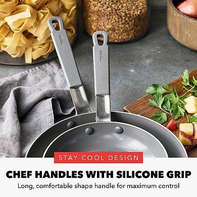 Bobby Flay by GreenPan PFAS-Free Nonstick Stainless Steel 8” and 10” Frypan Set