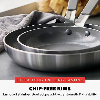 Bobby Flay by GreenPan PFAS-Free Nonstick Stainless Steel 8” and 10” Frypan Set
